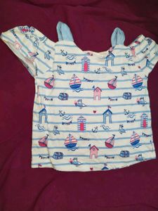 Baby Top With Birds And House Print
