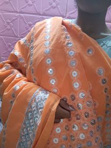 Orange Embroidered Saree