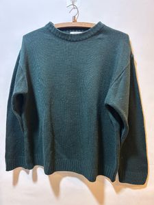 Round Neck Plain Green Sweatshirt