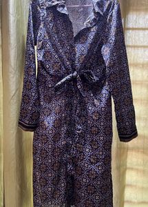 Patterned Tie-Waist Dress