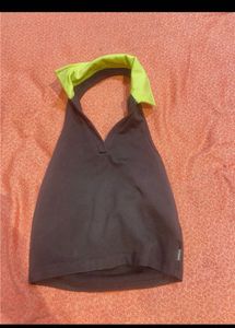 disrupt black &amp; Neon Green Halter Top