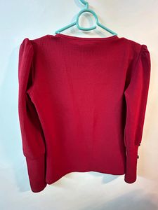 Women Maroon Full Sleeves Top