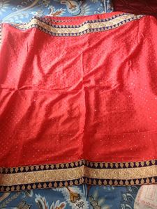 Red &amp; Gold Embroidered Saree