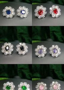 Colorful Gemstone Stud Earrings