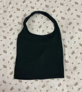 Black Halter Neck Tank Top