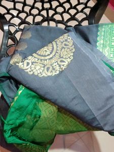 Grey With Green Combo Soft silk