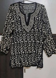 Black Chickenkari style transparent kurti