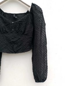 Black Full Sleeve Branded Top.