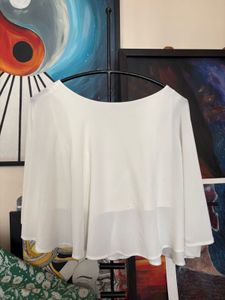 Zara White Flowy Crop Top