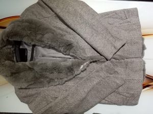 Elegant Grey Faux Fur Jacket