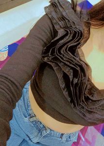 Ruffled Black Top