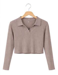 Ribbed Crop Top - Long Sleeve