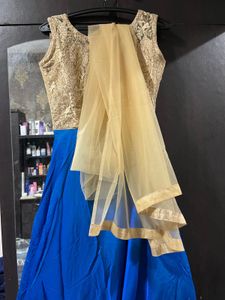 Elegant Blue &amp; Gold Occasion Dress