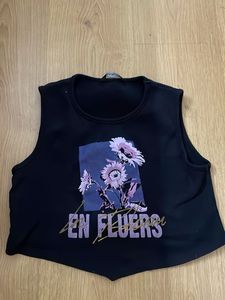 Black Floral Crop Top