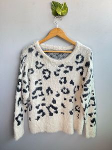 Fluffy Animal Print Sweater