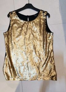 Gold Sequin Tank Top by Dorothy Perkins