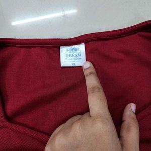 Burgundy Puff Sleeve Top