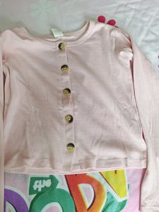 Cute Baby Pinkinsh Peach Buttoned Crop Top