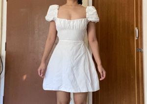 White Back-tie Dress
