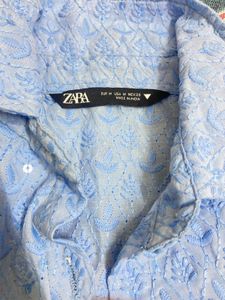 Light Blue Textured Short Sleeve Shirt