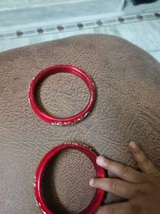 Red Bangles With Stone