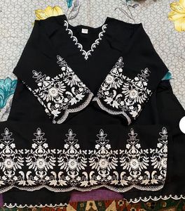black embroidery kurta set