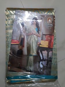 Golden And Blue Saree