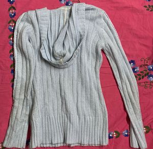 Light Blue Knit Hoodie