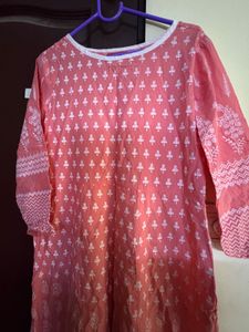 Pink Cotton Kurta Set with pant