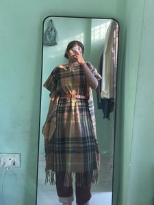 Burberry Plaid Cape Dress