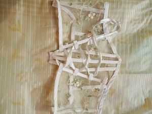 Embroidered under bust net corset belt