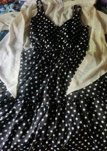 Black And White Polka Dot Midi Dress
