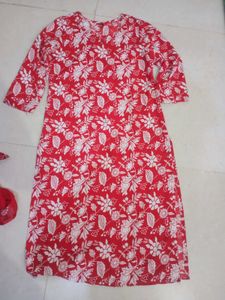 Red Floral Kurta Set