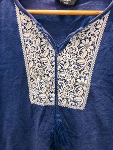 Blue Embroidered Top