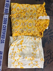 Yellow Printed Kurta Set