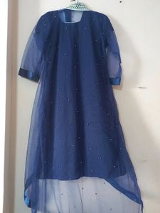 Navy Blue Top With Net Koti