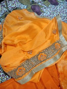 Orange Embellished Salwar Kameez Suit