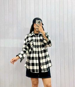 Oversized Black &amp; White Buffalo Check Shacket