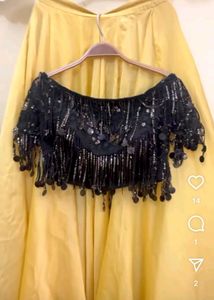 Tassel Blouse With Satin Lehenga Set