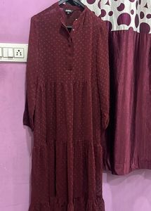 Burgundy Tiered Midi Dress
