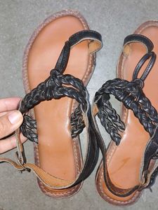 Combo Of Braided Leather Sandals & Original CROCS