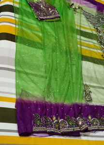 Heavy Stone Work Sari With Blouse
