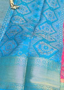 Pink &amp; Blue Silk Saree