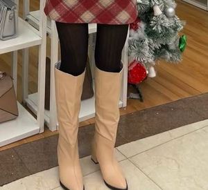 Beige Knee High Boots (3inches)