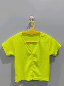 Neon Green Fitted Crop Top