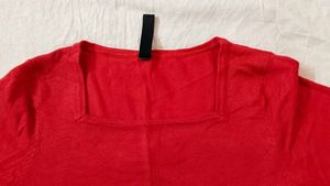 SQUARE NECK WINTER WOOLEN DRESS