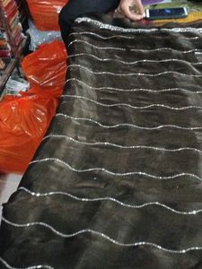 Elegant Black &amp; Silver Organza Saree