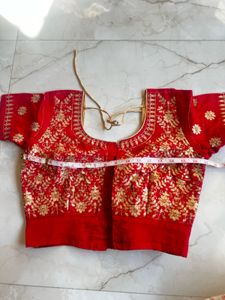 Elegant Orange Saree with stitched blouse