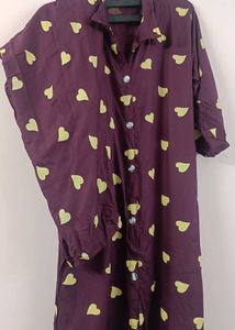 Maroon Heart Print Co-ord Set | Stylish