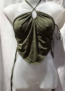 21112.Olive Halter Top